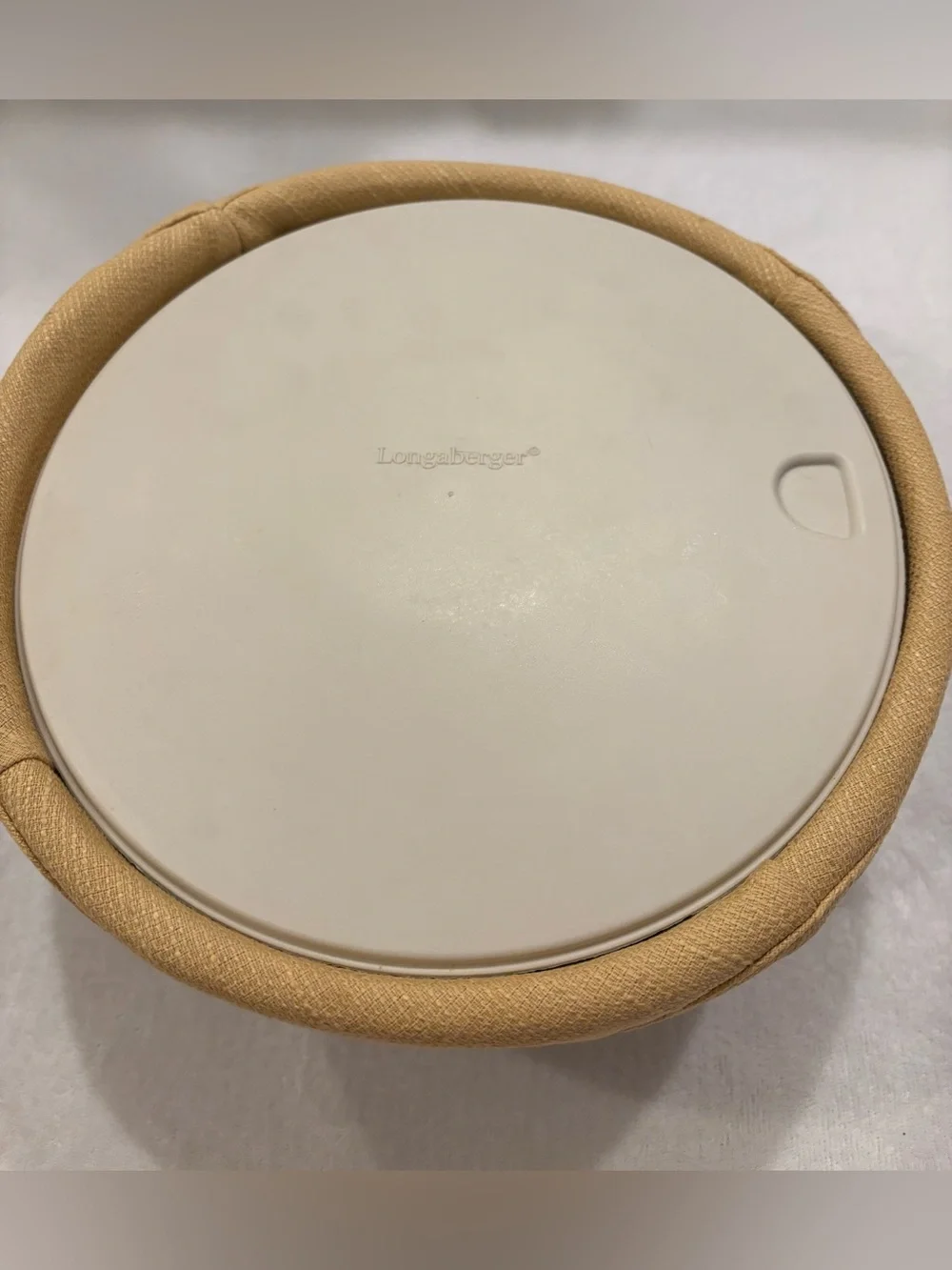 Longaberger Warm Brown Basket with Fabric Liner, Protector and Lid